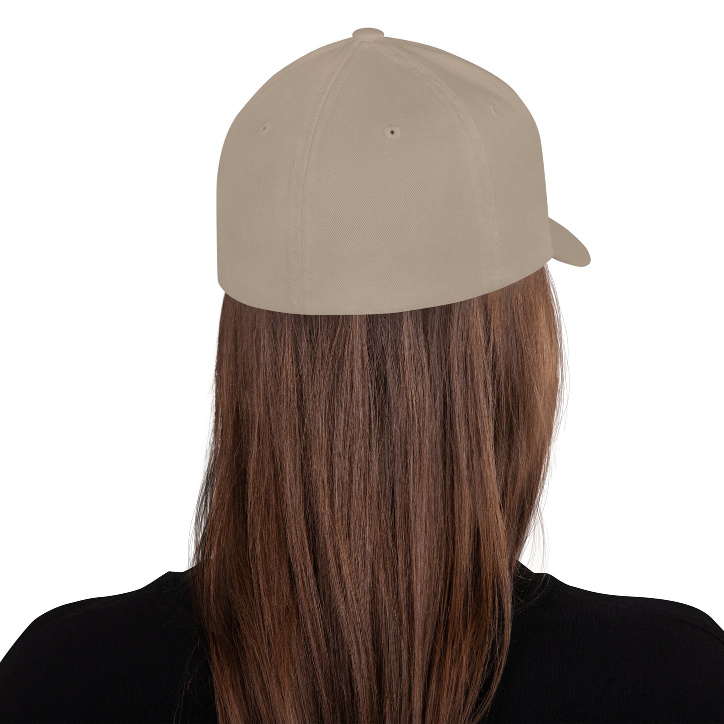 Structured twill cap in khaki, back view with curved brim.