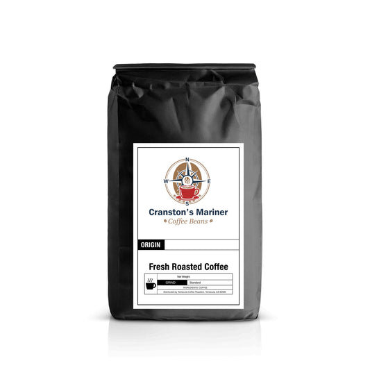 Cranston’s Mariner coffee beans bag, dark roast in black bag with label