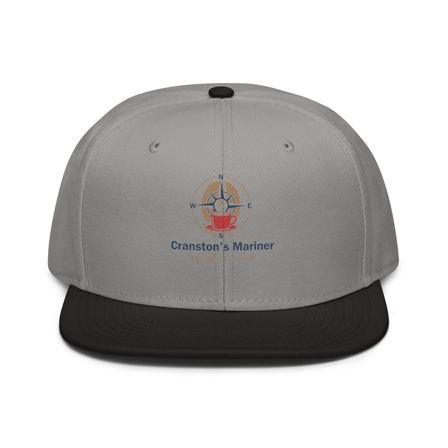 Light gray snapback hat with compass logo and "Cranston's Mariner" text, dark brim