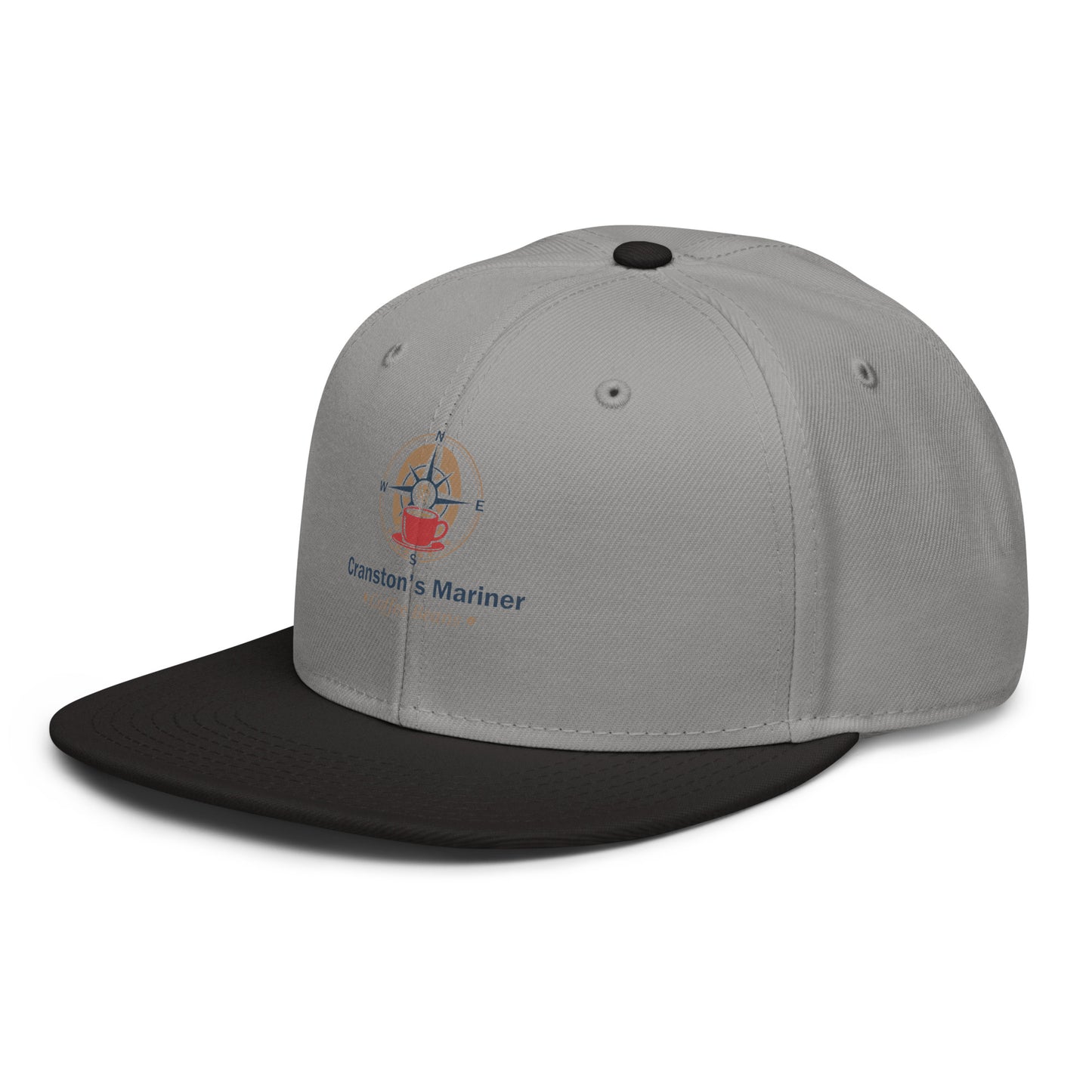 Light gray snapback hat with side compass logo and "Cranston's Mariner" text