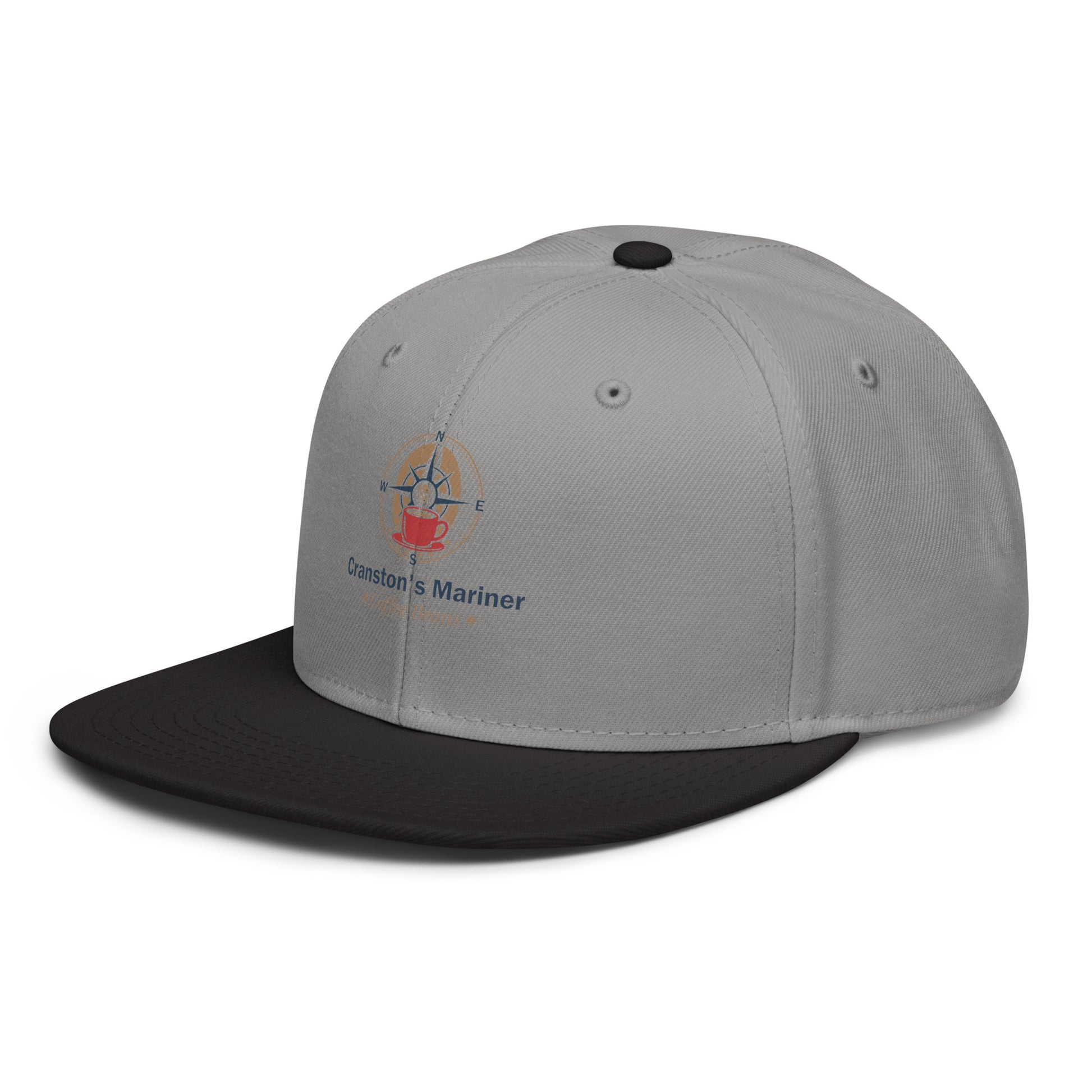 Light gray snapback hat with side compass logo and "Cranston's Mariner" text