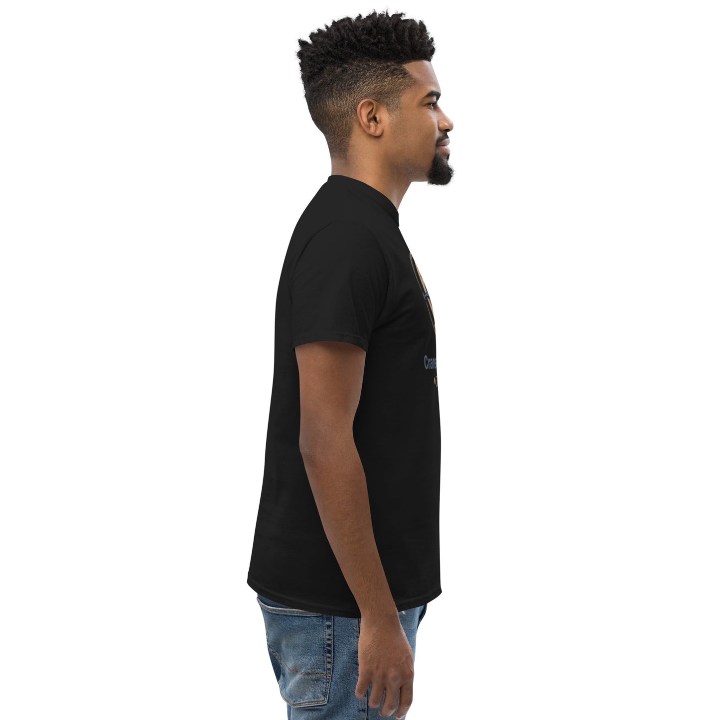 Unisex classic T-shirt, black, short-sleeve side view
