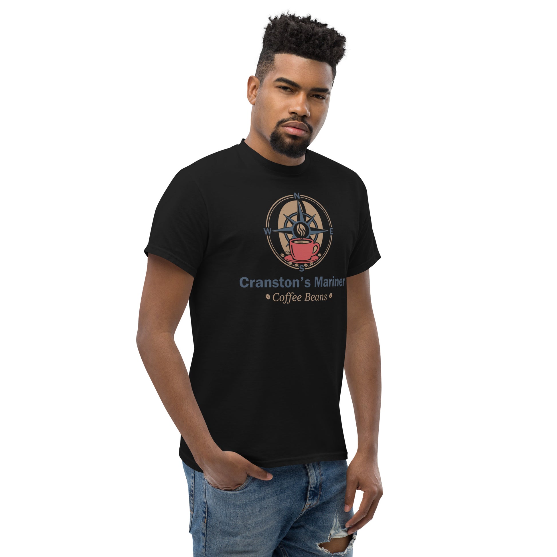 Unisex classic T-shirt, black, front graphic logo and text print