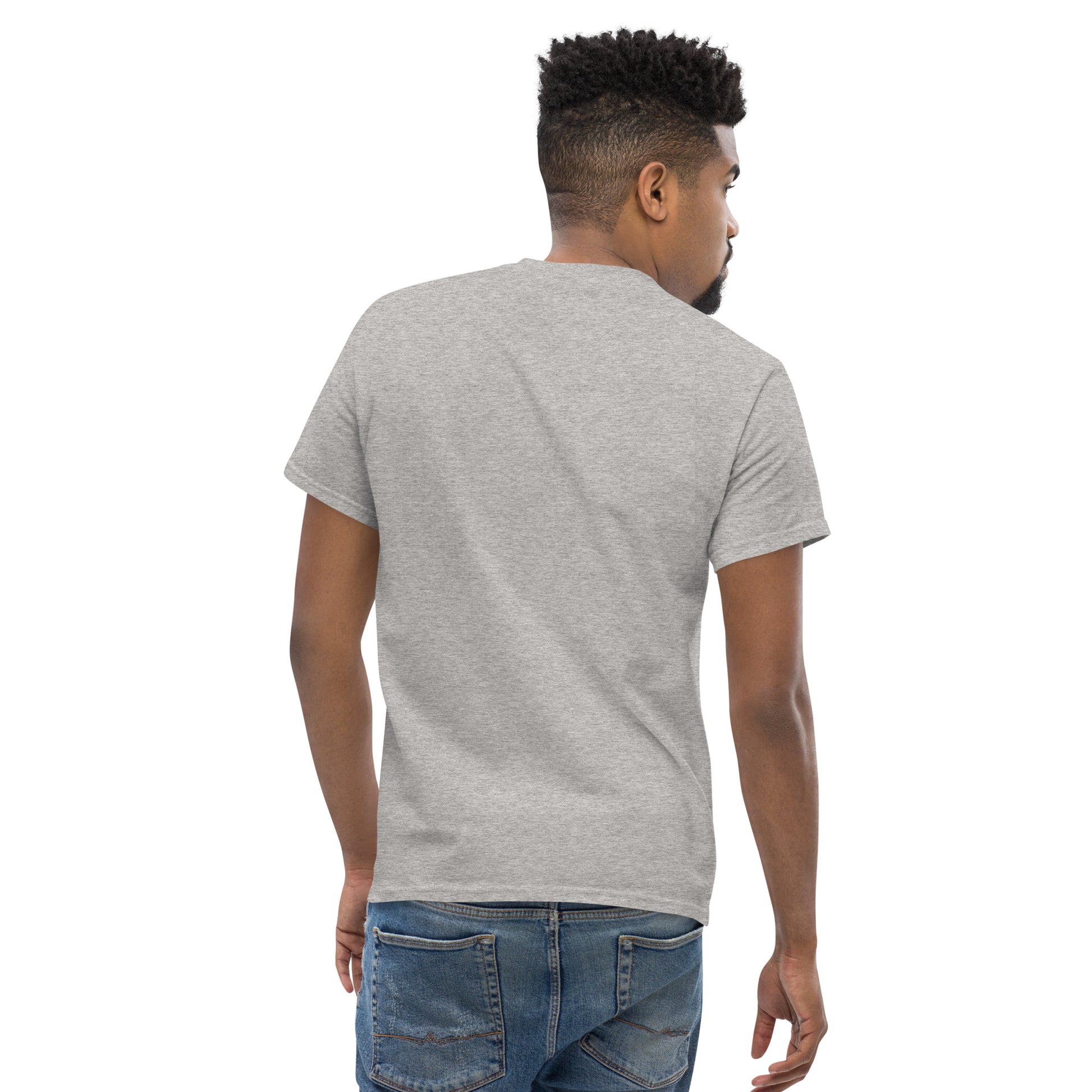 Unisex classic tee, sport grey crewneck plain back, short sleeves