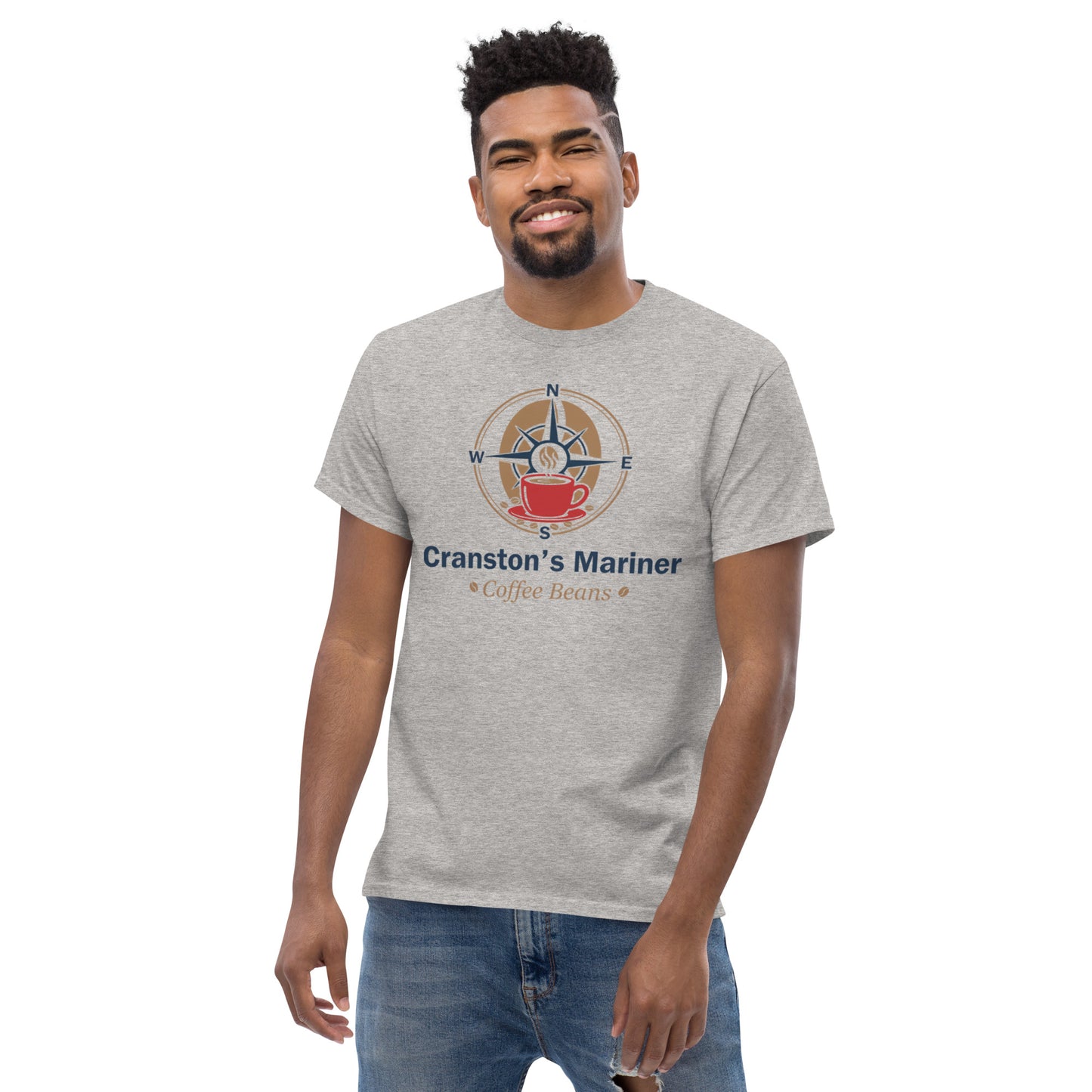 Unisex classic tee, sport grey crewneck with central chest logo graphic