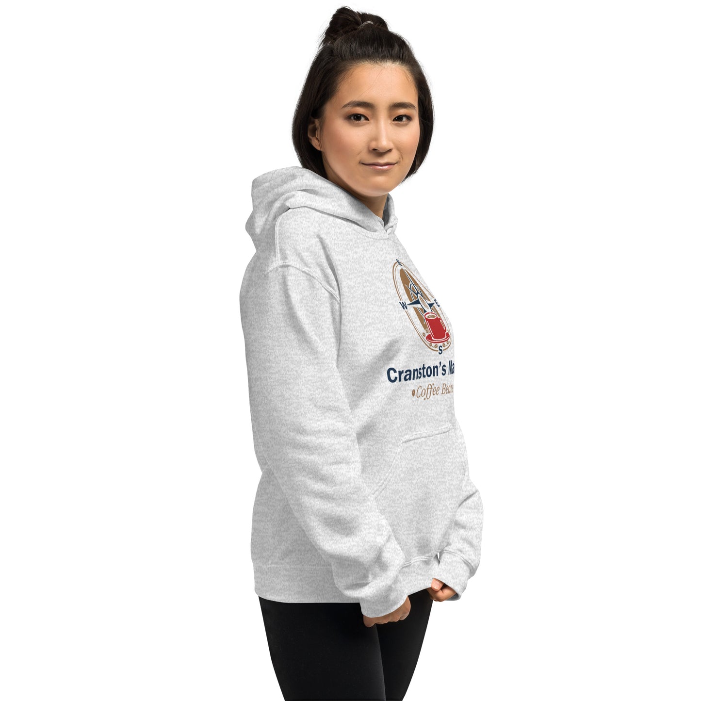 Unisex hoodie, light heather gray, front graphic and kangaroo pocket