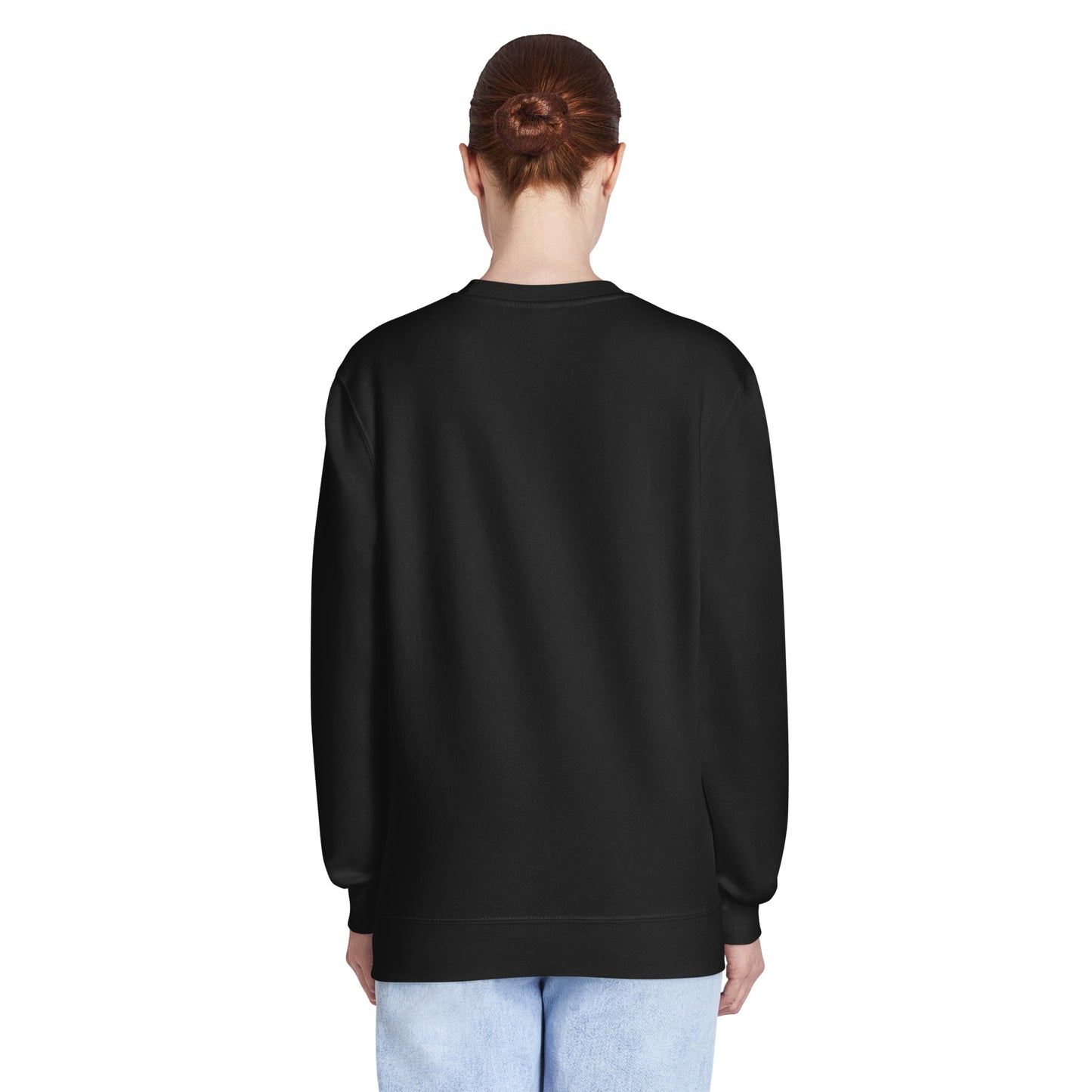 Black crew neck sweatshirt with plain back