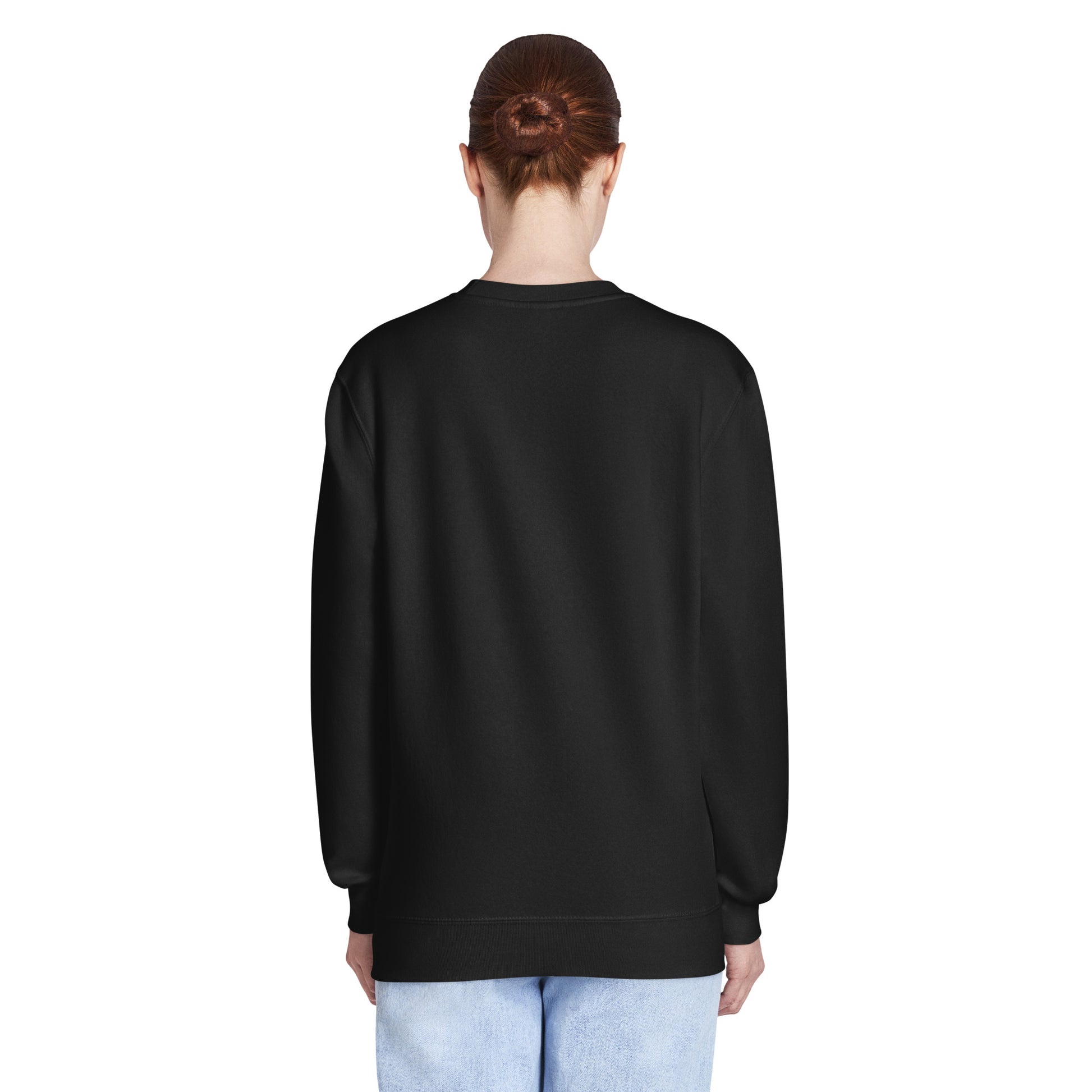 Black crew neck sweatshirt with plain back