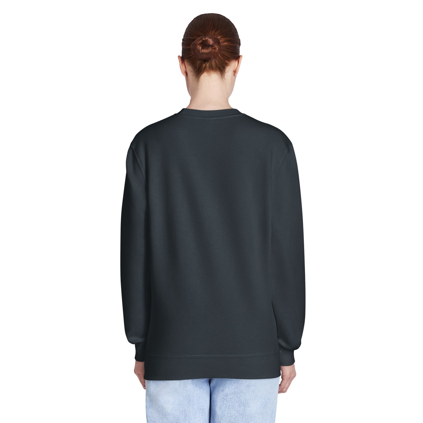 Navy crew neck sweatshirt with plain back