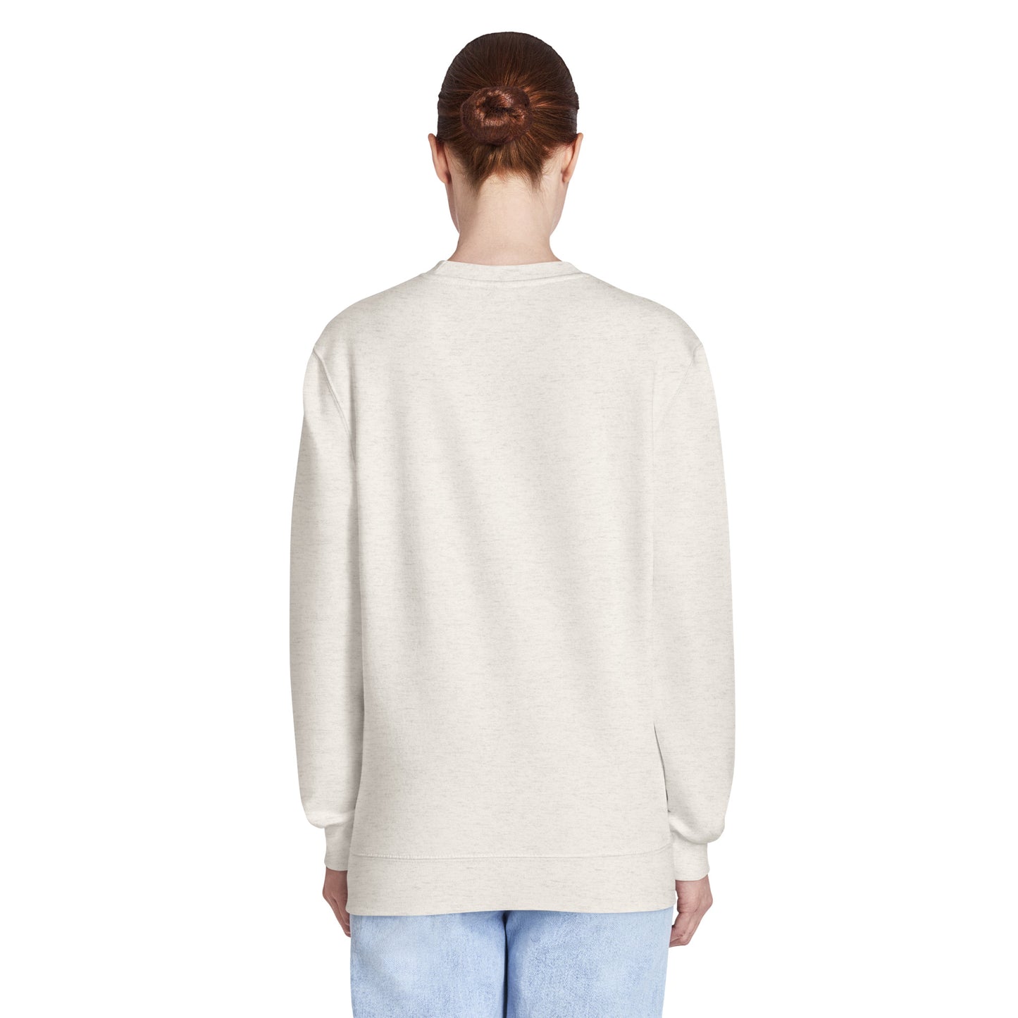 Light heather crew neck sweatshirt with plain back