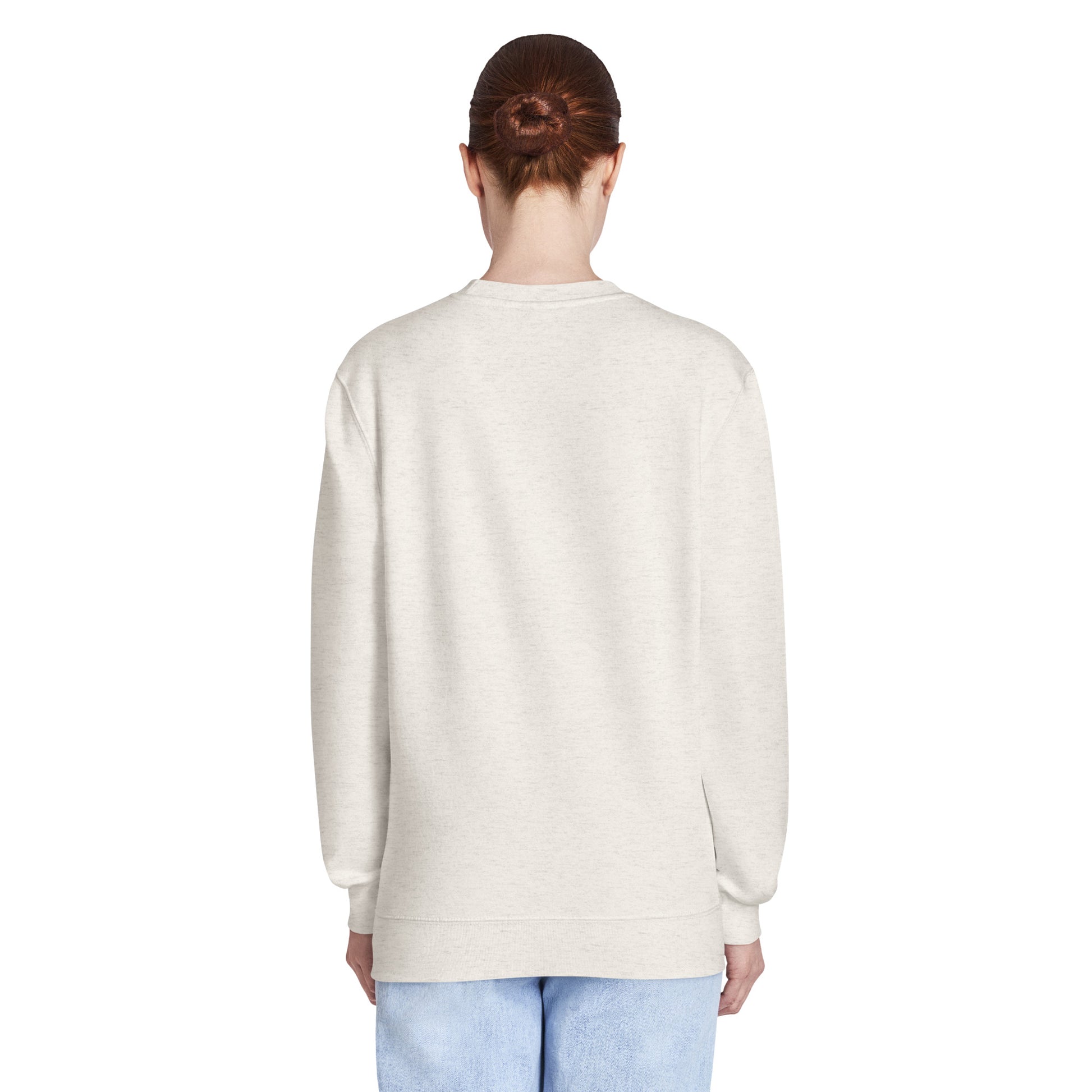 Light heather crew neck sweatshirt with plain back