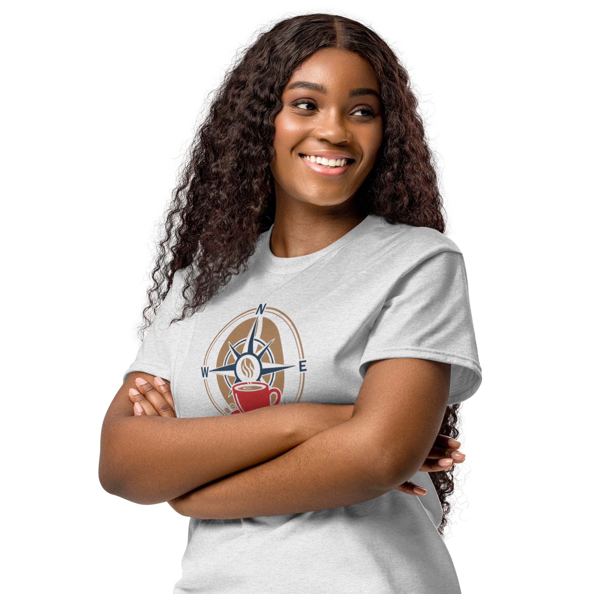 Gray DryBlend T-shirt with crew neck and short sleeves, front logo print