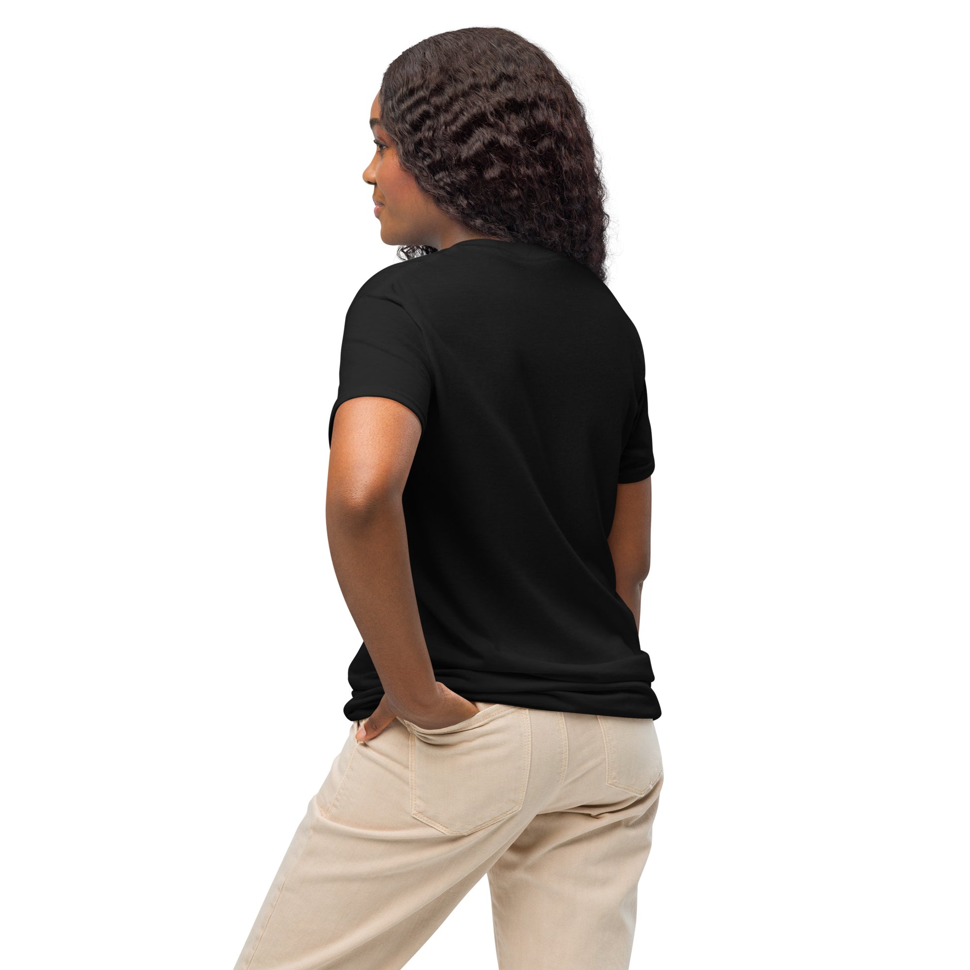 DryBlend T-shirt, black back view with short sleeves and plain design