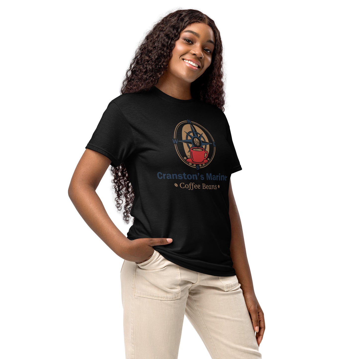 DryBlend T-shirt, black with front coffee emblem graphic, short sleeve tee