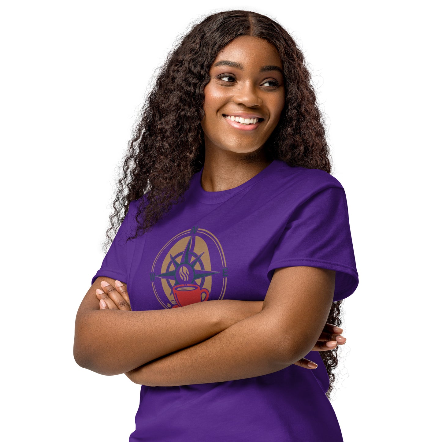 Purple DryBlend T-shirt with crew neck and short sleeves, front graphic logo