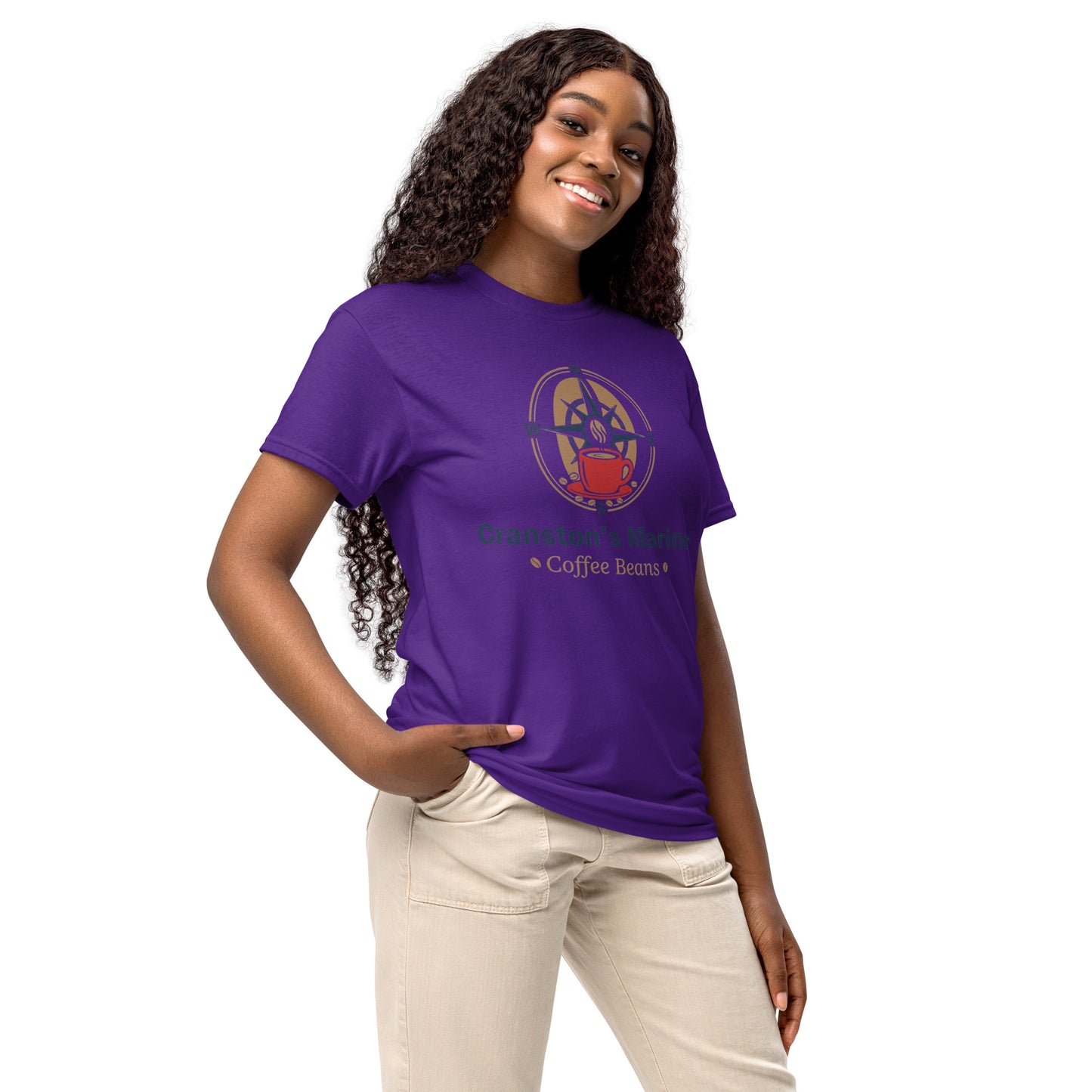 Purple DryBlend T-shirt with crew neck and short sleeves, front logo print